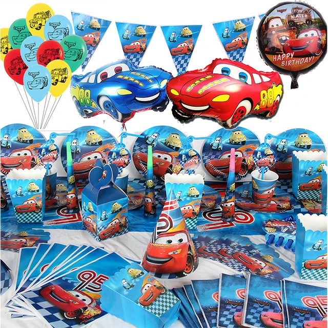 Os carros Relâmpago Mcqueen Decoração de Aniversário Infantil Kits Kids Bolo  Toppers Balões Definir Suprimentos de Festa