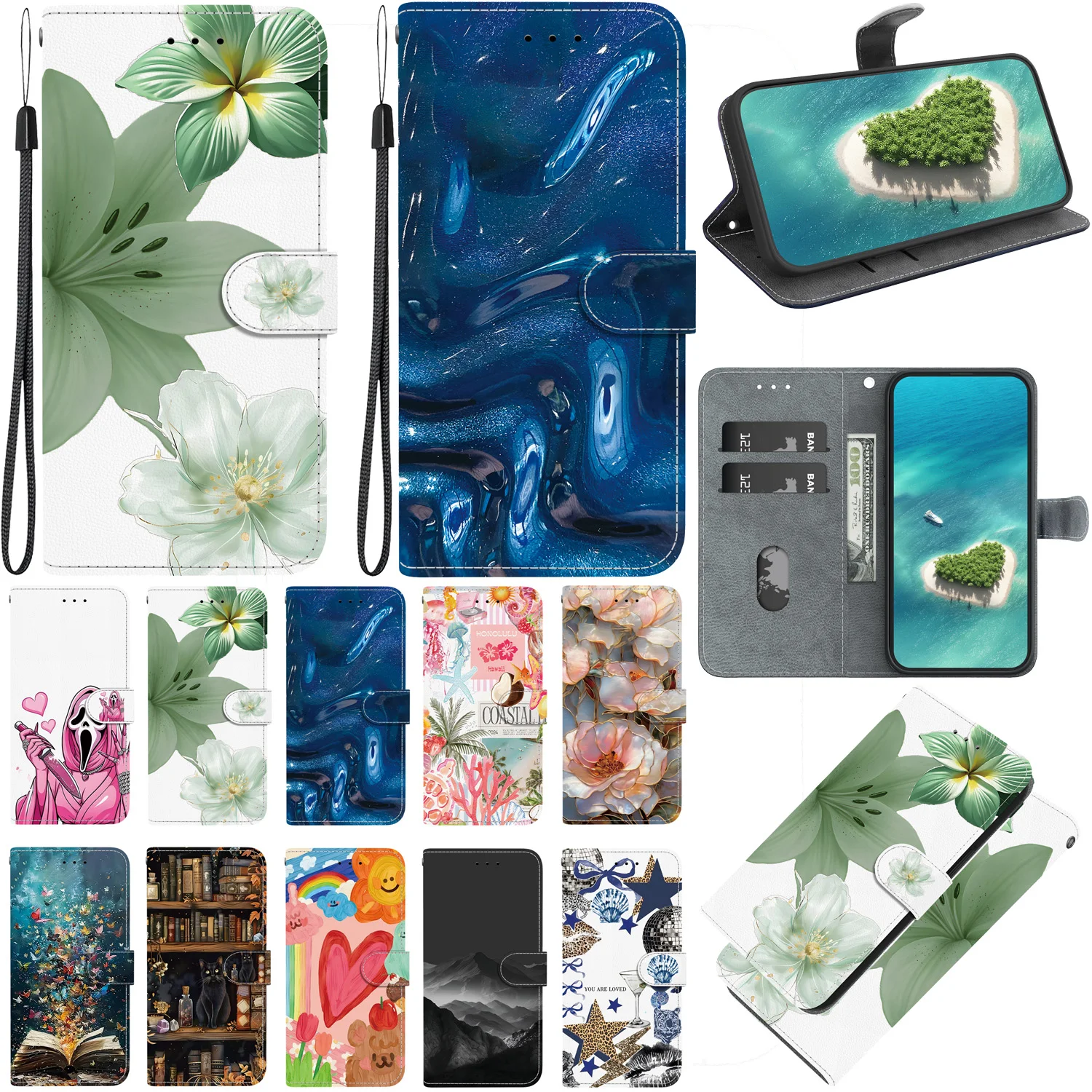 Premium Magnetic Leather Flip Wallet Phone Case