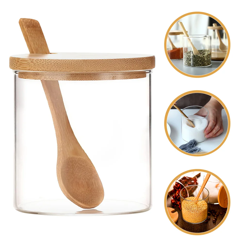

2 Sets of Glass Canister Clear Condiment Jar With Lid And Airtight Kitchen Condiment Jar