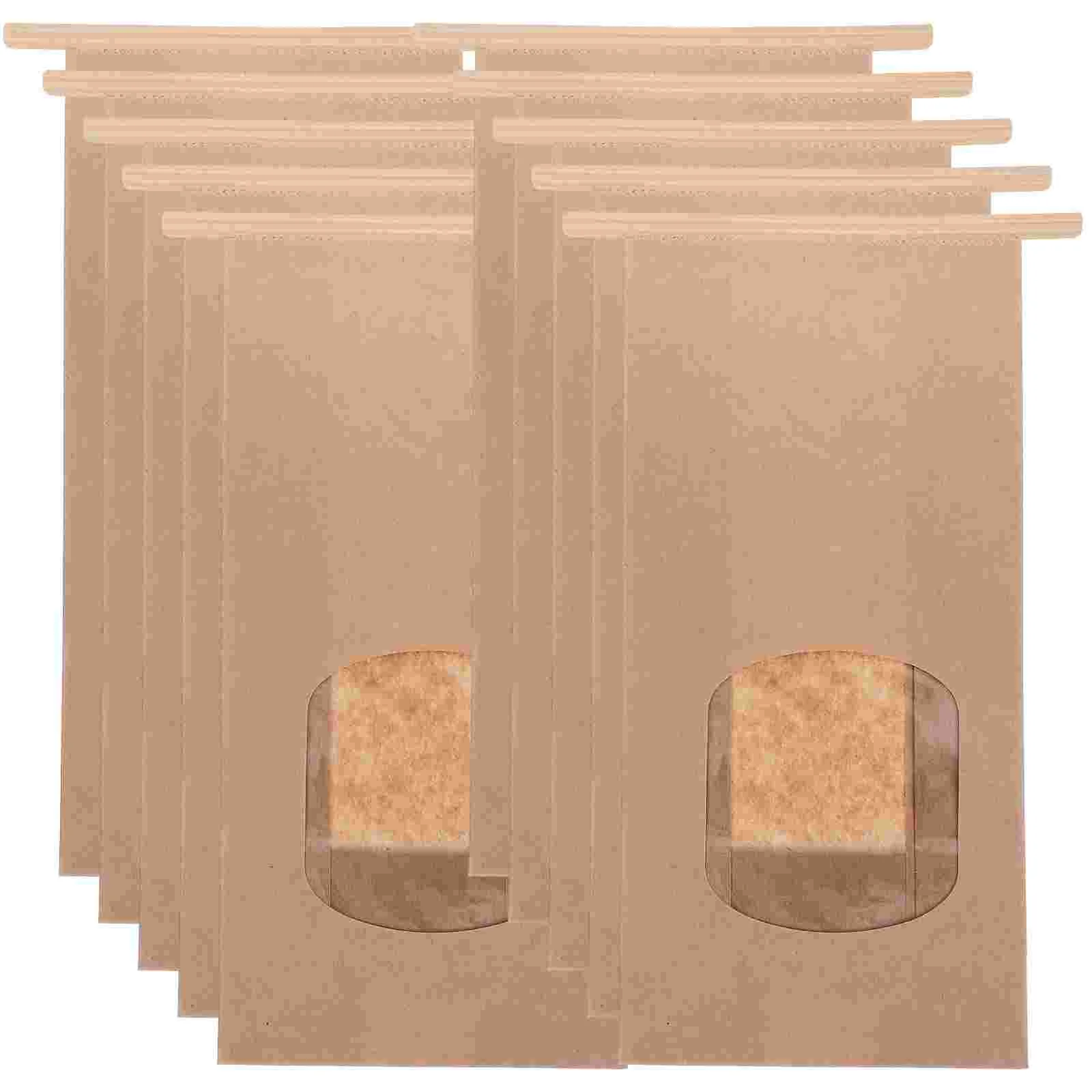 

50pcs Paper Bread Bags with Clear Window Bread Bags Kraft Paper Bakery Bag with Window