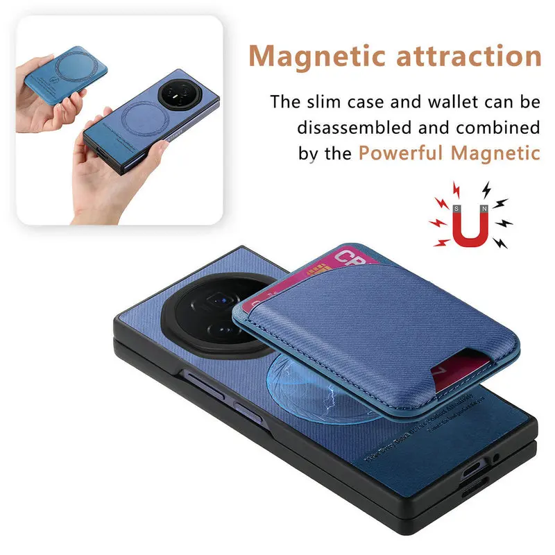 Luxury Detachable 2-in-1 Magnetic Card Holder Leather Folding Back Panel Case