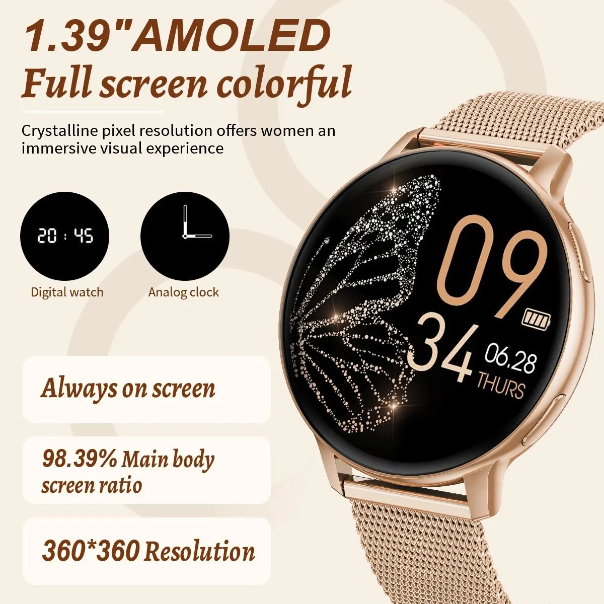 LIGE Smartwatch For Women Bluetooth Call Waterproof Sports Fitness Watches Blood Oxygen Healthy Women Smartwatch Man Reloj Mujer