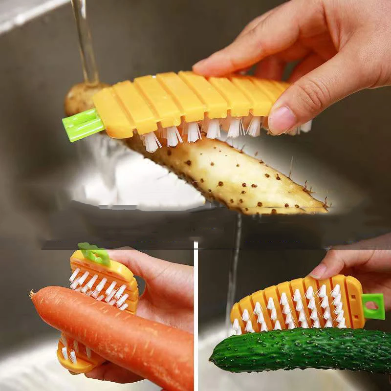 Multifunctional Flexible Cleaning Brush Kitchen Carrot Brush For No Blind Spot Potato Fruits Vegetables Bendable Board Gap