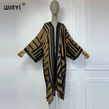 WINYI Europe Pleated dress fashion Beach Wear elegant Africa women Cardigan holiday party free size Kimono cover-ups for women 1