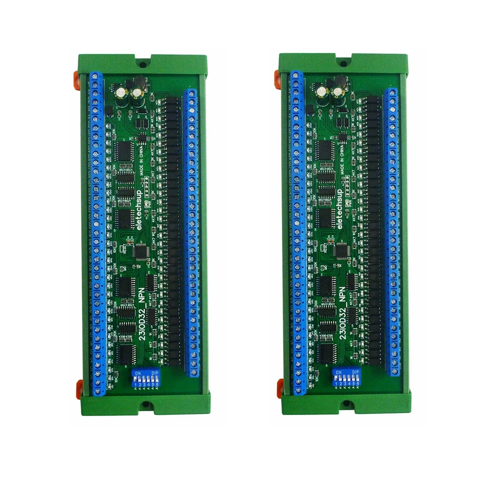 32CH NPN/PNP 광학 절연 입력 및 32CH 300MA NPN 솔리드 스테이트 릴레이 출력 RS485 모드버스 RTU PLC IO 확장 보드, 2 개