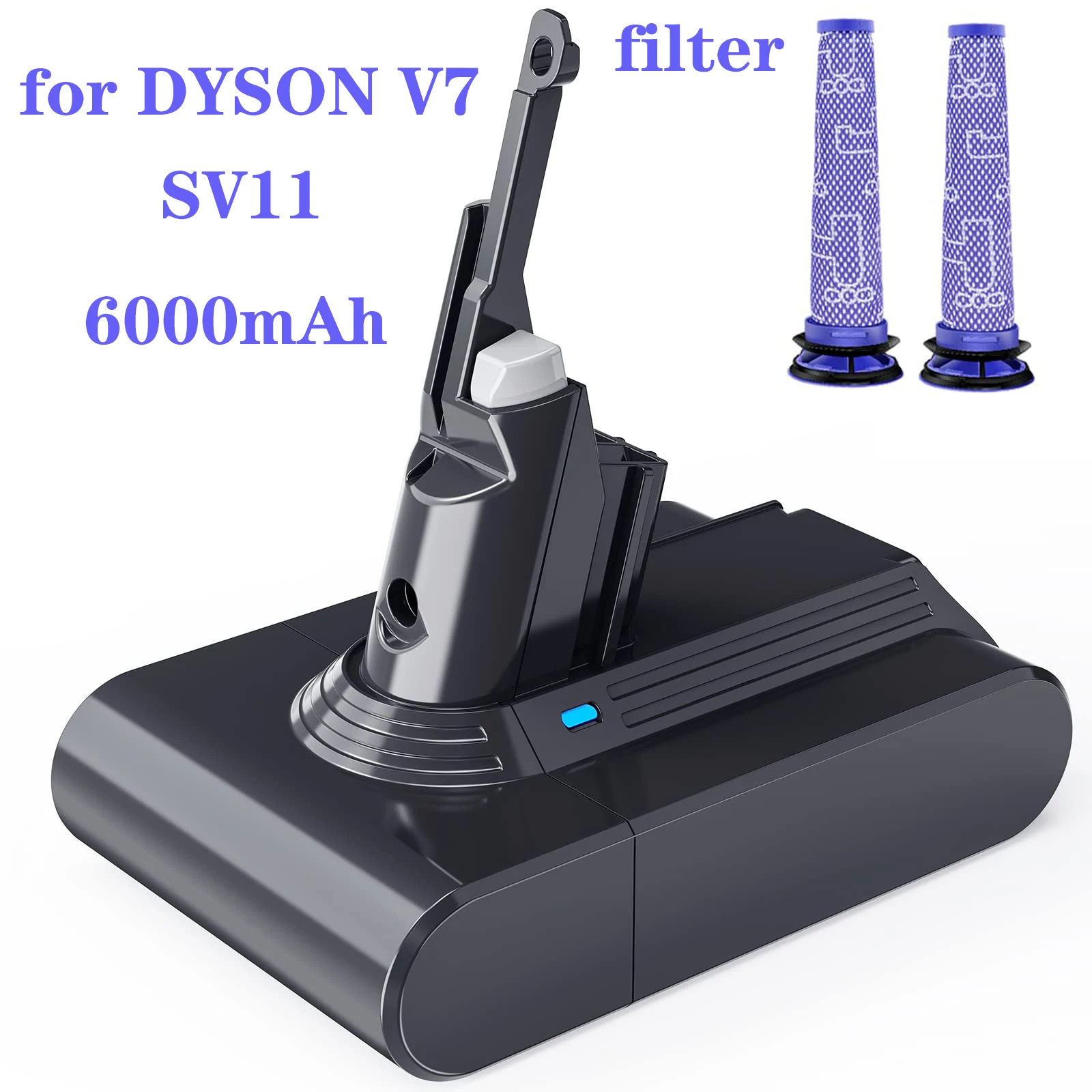 Batteria Di Ricambio Per Dyson V7,21.6V Li-Ion, Con Dyson V7 Series V7 Motorhead Trigger Motorhead Pro Car Con Prefiltri Da 2 Pezzi
