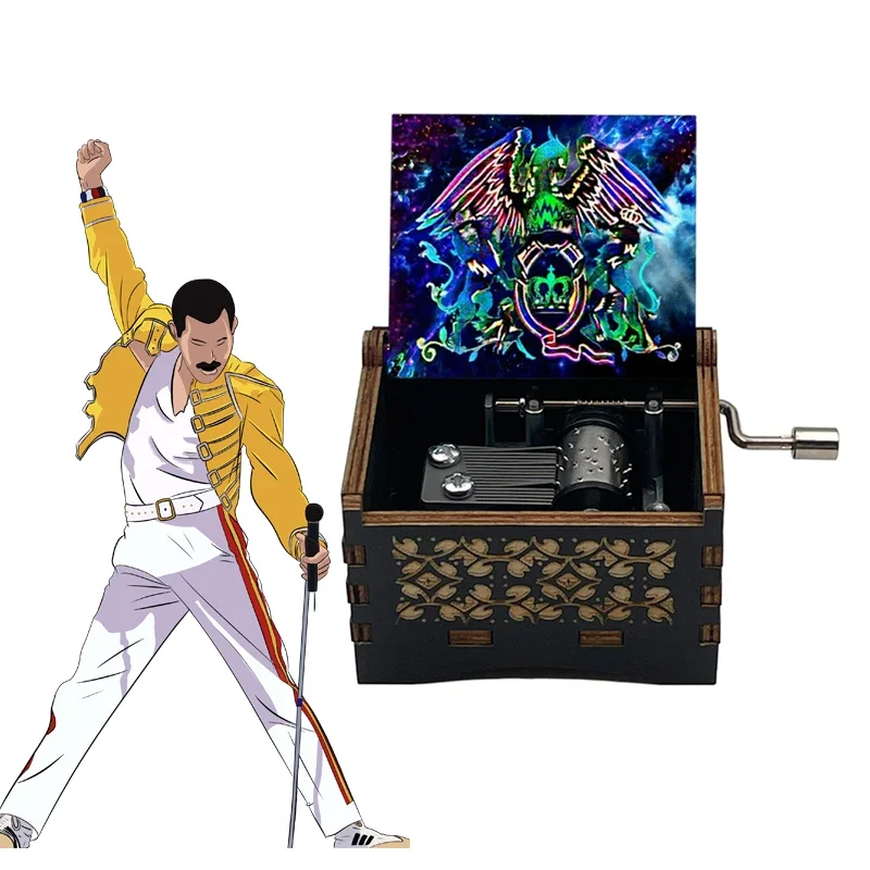 Bohemian Rhapsody Black Music Box Hand-operated Type Metal Movement Study Desk Decorative Ornaments Holiday Gifts
