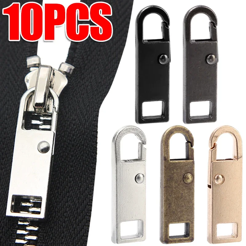 Zipper Repair Kit 10PCS Metal Zipper Slider Puller Instant Fix Universal Detachable Replacement for Clothing Luggage Purses Zipper