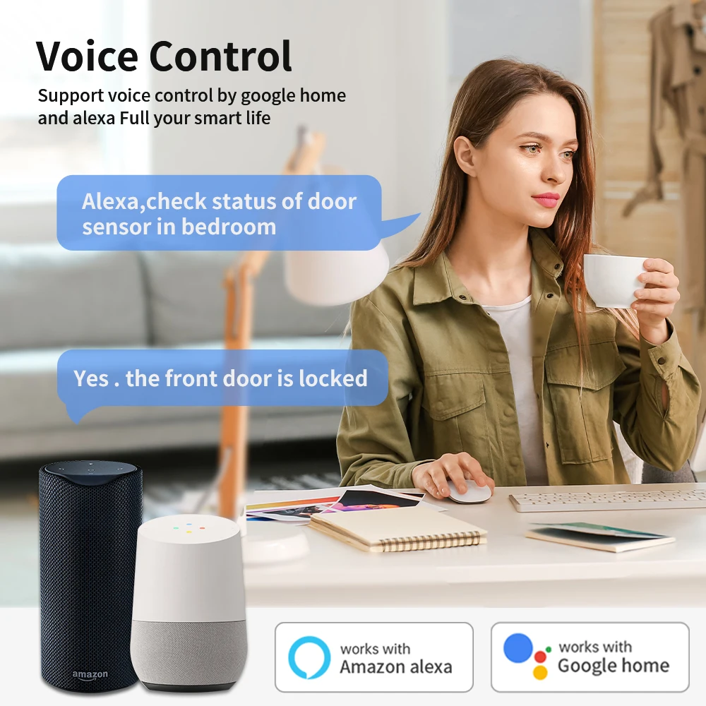 TNCE Tuya WiFi/Zigbee Smart Door Window Sensor Smart Home Security Alarm System Tuya App Remote Control door window sensor