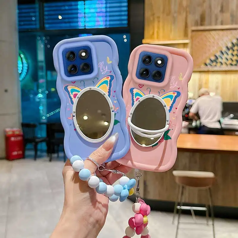 Cartoon Butterfly Phone Case Set with Lanyard and Stand - 3 Piece Set