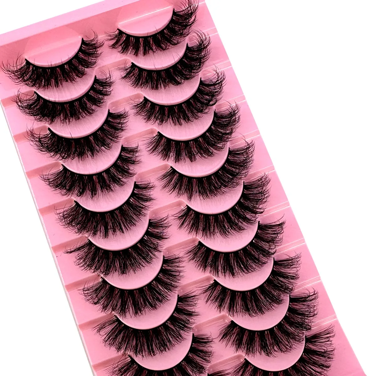 NEU 10 Paar Katzenaugen-Wimpern, flauschige künstliche Nerzwimpern, 8D-Wimpernpackung, dramatische lange, dicke Volumenwimpern, falsche Wimpern – Detail 7