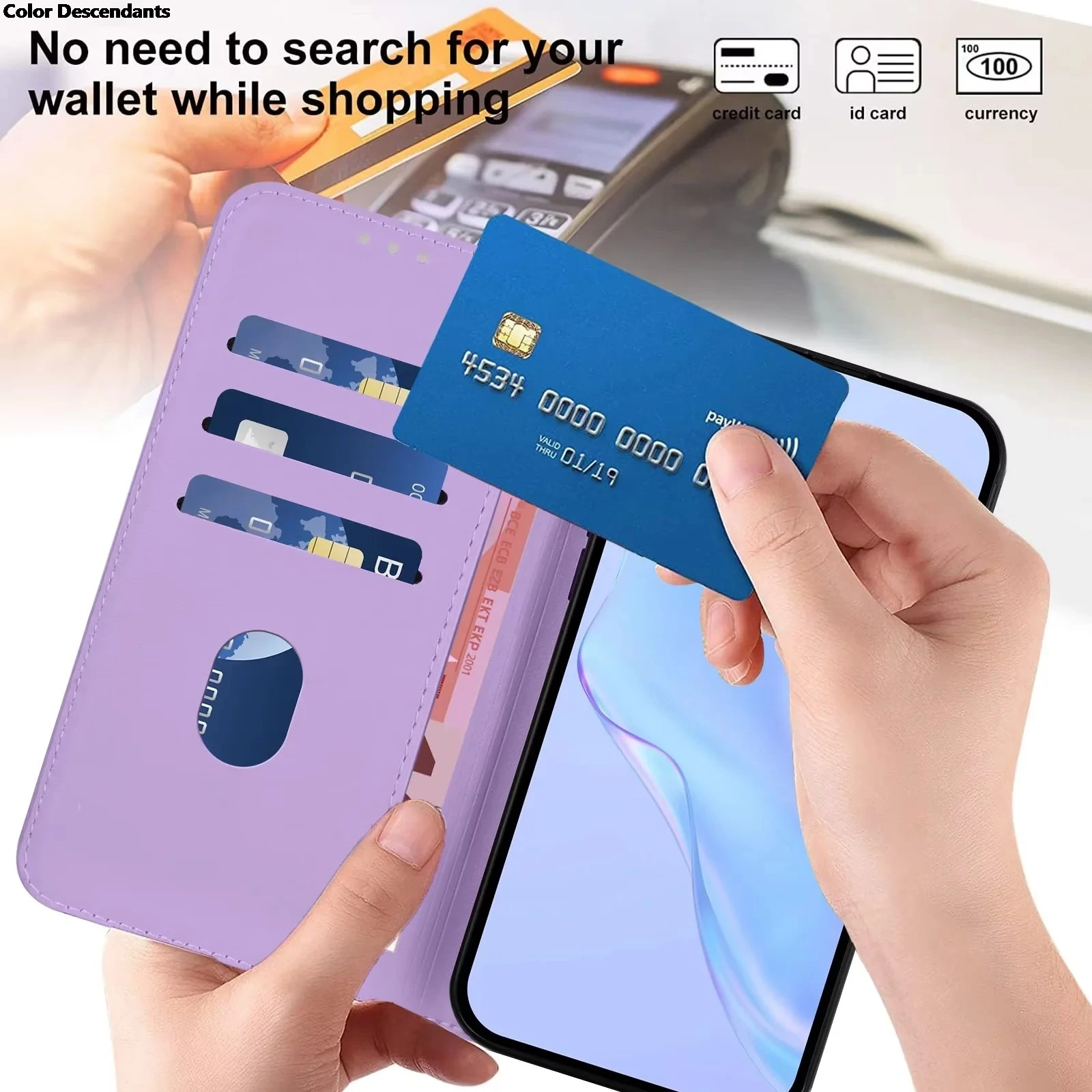Premium PU Leather Flip Phone Case with Holder and Wallet Cover