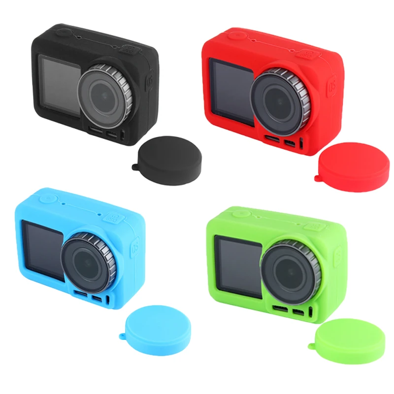 

2 in1 Silicone Case Body Lens Cap Protection Cover Dust-proof Anti-scratch Guard for DJI Osmo Aciton Camera Accessories