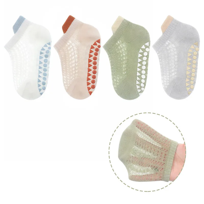 Baby Socks Lawadka 4Pairs/set Baby Boy Girl Sock Summer Mesh Thin Newborn Socks for Girls Boys Casual Toddler Short Floor Sock Anti-slip