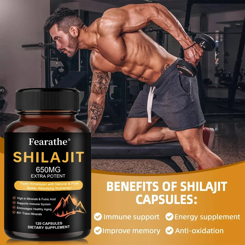 Natural Shilajit Supplement-Vegetarian Capsules for Immunity, Energy, Digestion, Metabolism, Bones and Muscles