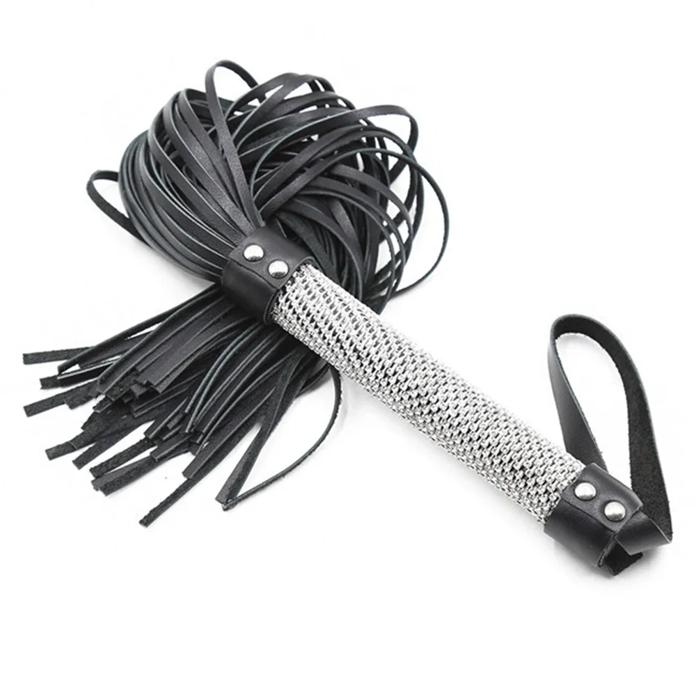 Crystal Handle Genuine Leather COW LEATHER Whip，51CM Horse Whip for Horse Equestrian 3