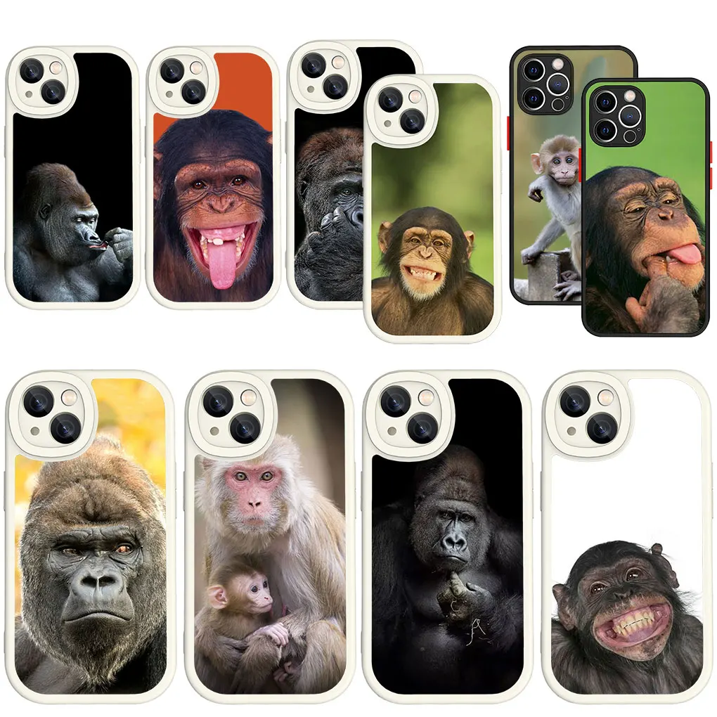 Monkey Gorilla Ape Baby White Black Custodia Morbida In Silicone Per Apple Iphone 15 Plus 14 13 12 11 Pro Max + Custodia Per Telefono