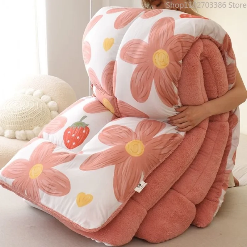 

Thick Lamb Wool Duvet Double-Sided Velvet Quilt Blanket Cashmere Quilted Warm Winter Plush Comforter Single Double Queen Size
