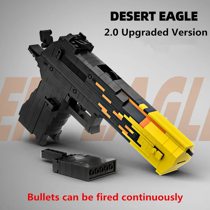 

2.0 Upgraded CSGO Desert Eagle Gun Building Blocks Pistol Rubber Bullets Can Be Fired Continuously Military Toys For Boys Gift