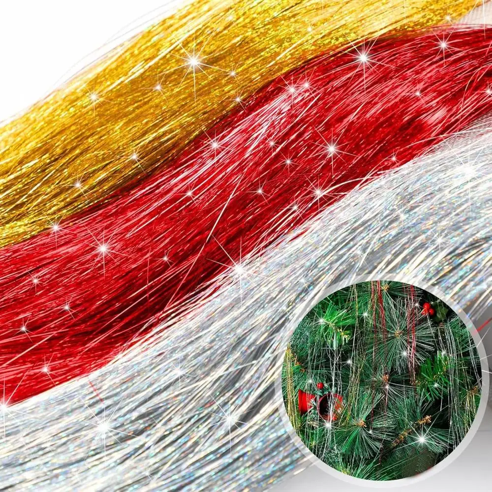 Metal Wire Christmas Tree Decor Gold Tinsel Icicle Strands