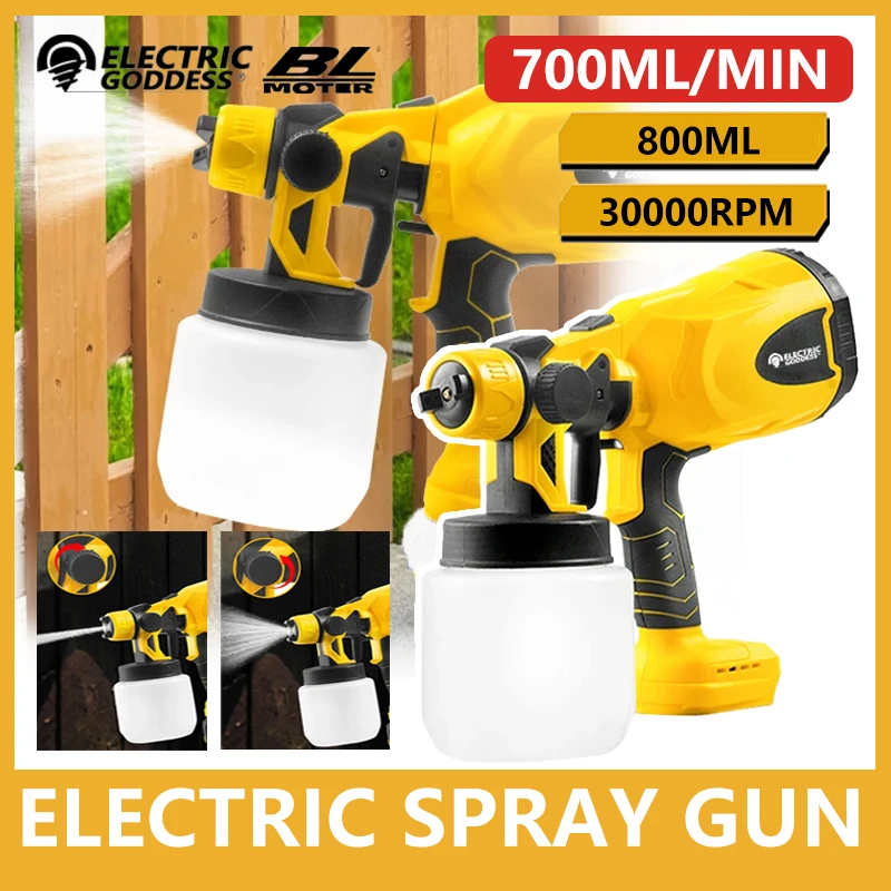 800ML Electric Spray Gun Cordless Portable Paint Sprayer Household Auto Furniture Steel Coating Airbrush HomeDIY For 20V Battery yushi ndt thru paint coating a b scan ultrasonic thickness gauge for ship hulls piping and structural steel