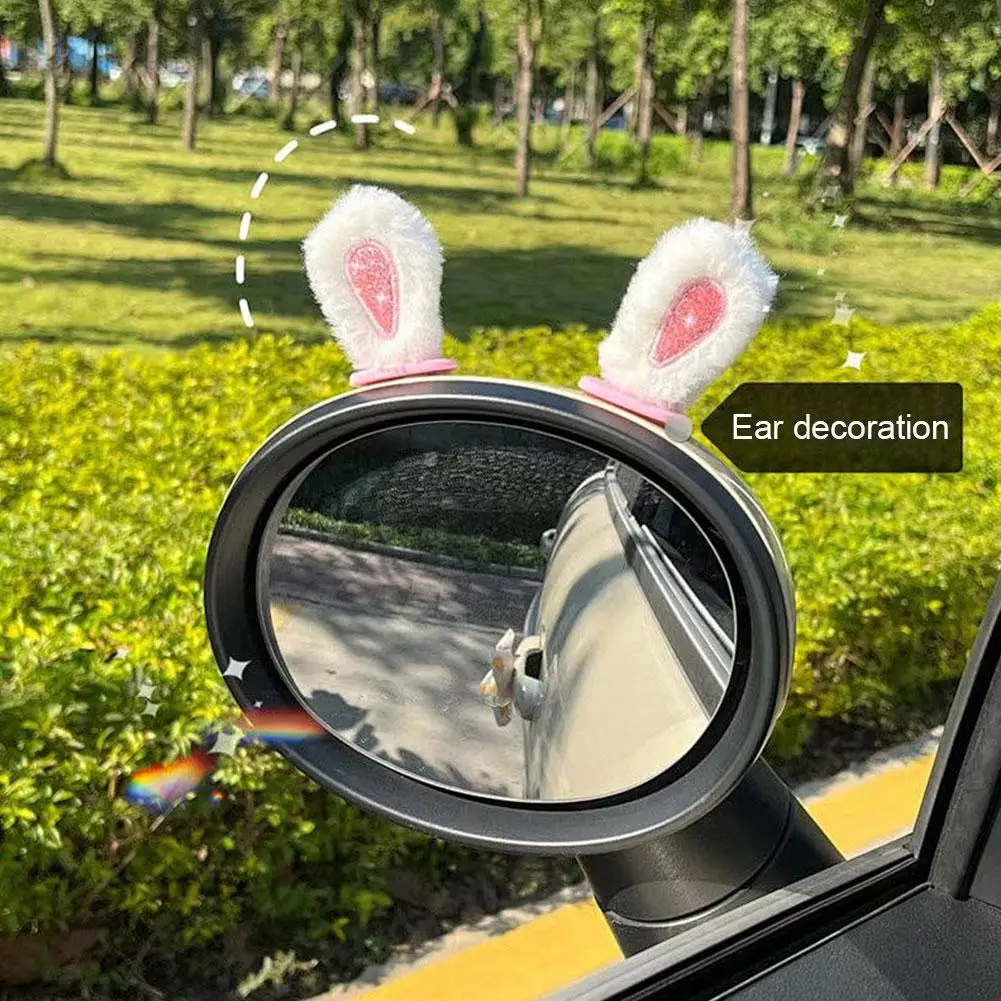 

Car Rearview Mirror Plush Rabbit Ears Decor Cute Cartoon Car Stickers Doll Interior 3D Personality Soft Decoration Accessor K4J8