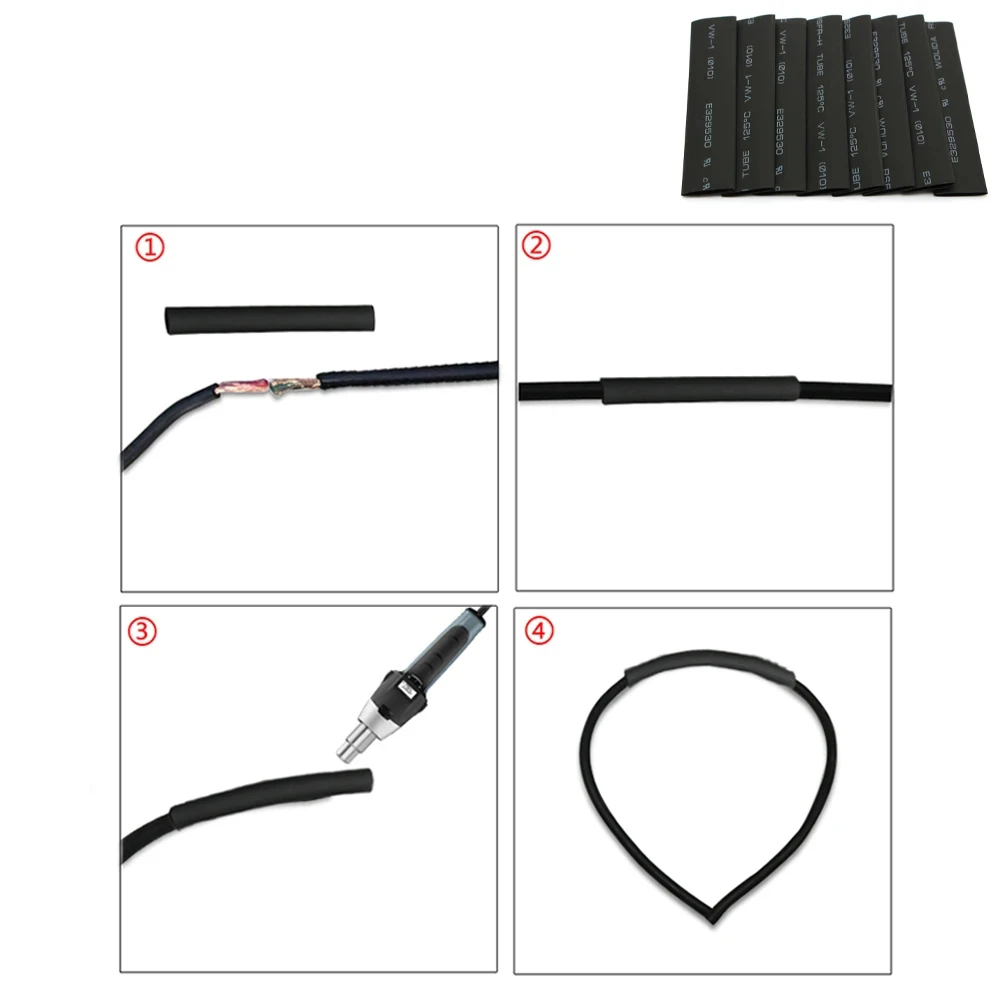 Heat Shrink Tubing 150PCS boxed black advanced heat-shrinkable tube assembly-2:1 shrink ratio for insulated wires and cables-integrated pipes and c