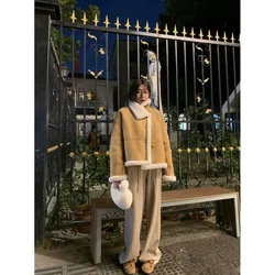 2024 New Regular Fit Fake Fur Jacket Women Polo Neck Solid Color Single Breasted Coat Winter Thick Soft Warm Fox Fur Jacket N94