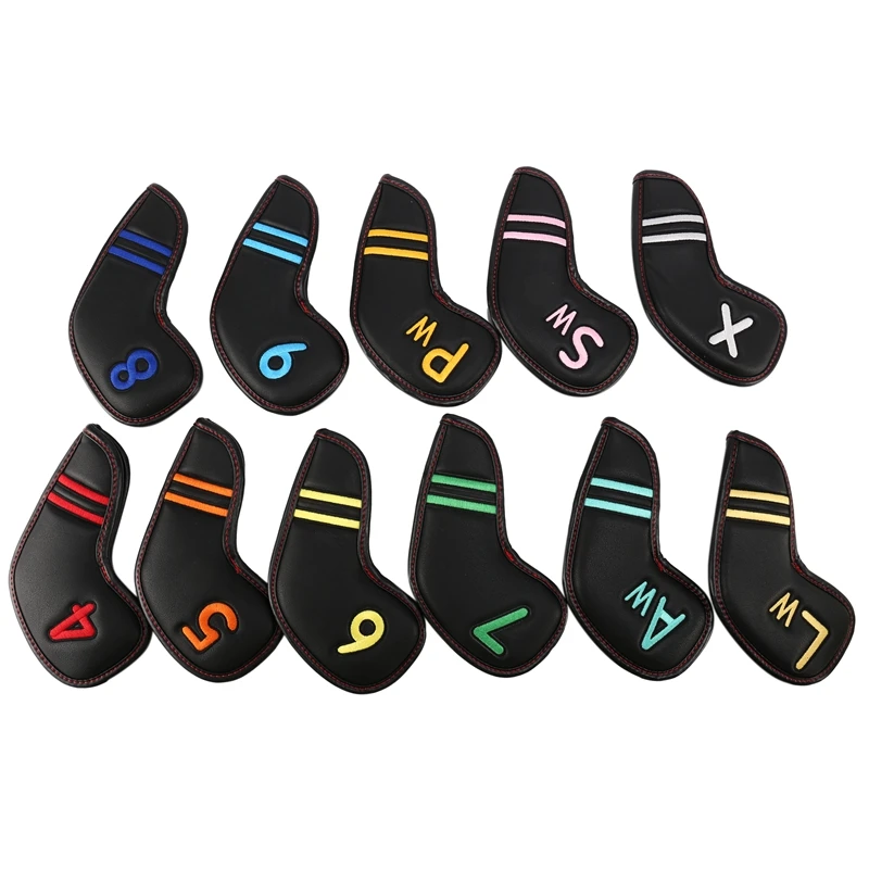 

Golf Iron Head Covers PU Leather Head Covers Headcover 11Pcs Set Colorful Number Embroideried Magnetic Headcovers