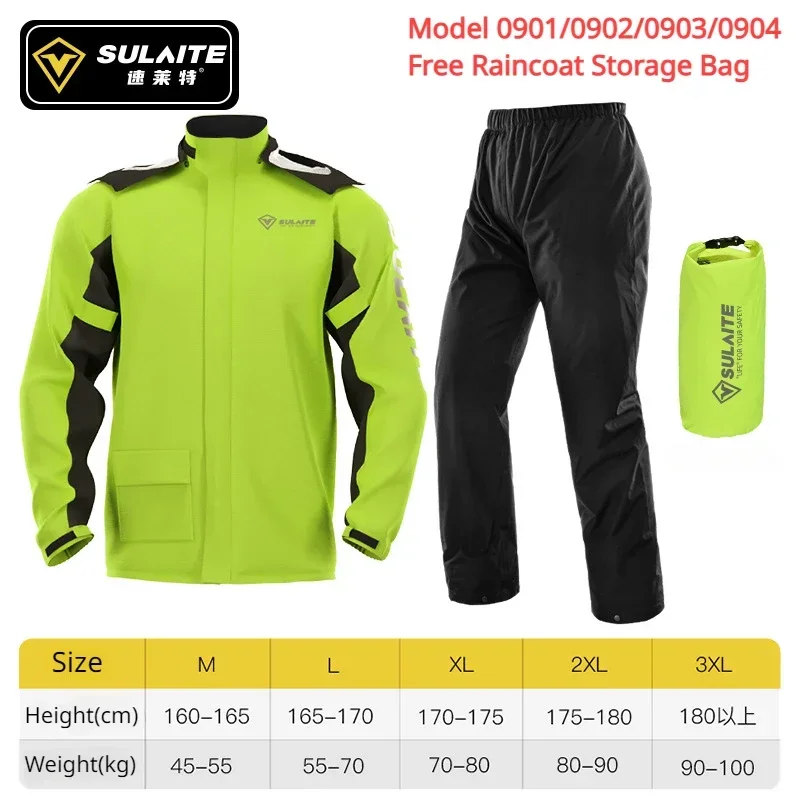 

Sulaite Men Motorcycle Raincoat Motorbike Rain Suit Moto Raincoat Rain Coat Jacket Pants Biker Rain Set Waterproof Motorcyclist