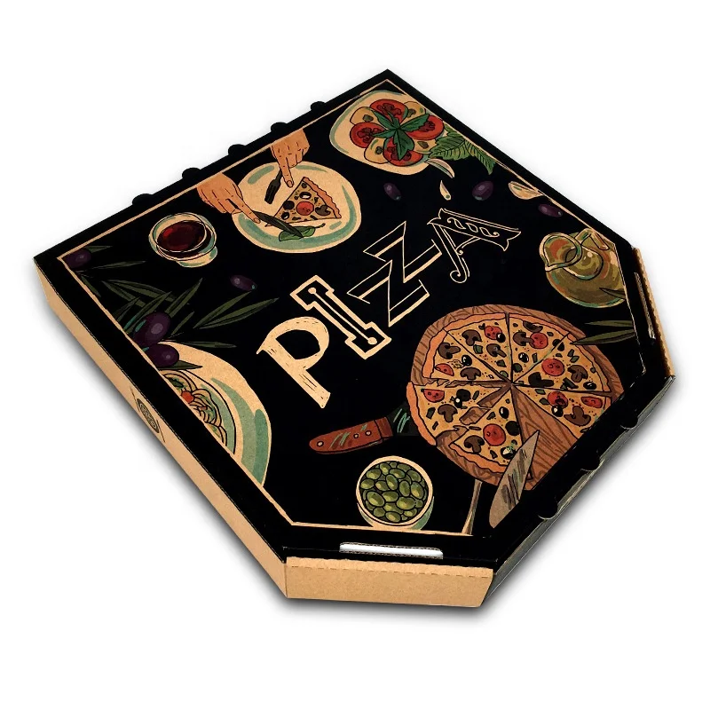 

Customized productPizza Box Custom Print Black Pizza Boxes with Logo Cheap Design Your Own Logo Pizza Box