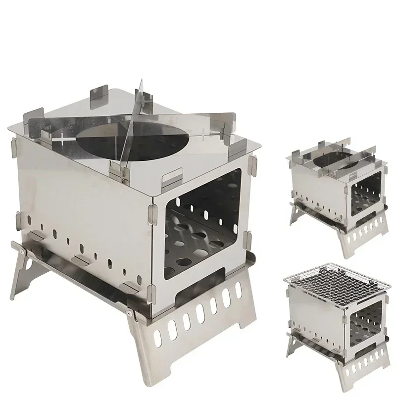 Outdoor folding card stove grill camping windproof incinerator portable charcoal fire wood fire grill
