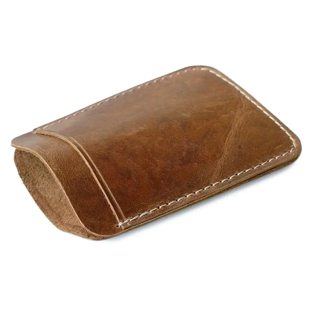 Metal Money Clip Fashion Thin Genuine Leather Credit Card Slot Slim Bills for Man