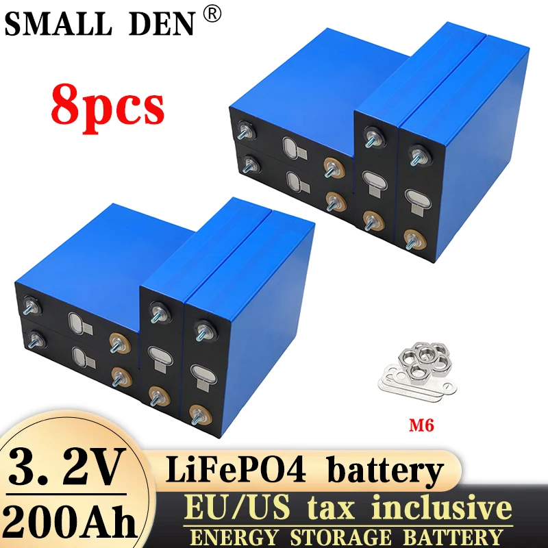 

3.2V 200AH Lifepo4 Rechargeable Battery Lithium Iron Phosphate Solar Cell Pack For 12V 24V 36v 48v Boat Golf Cart EV RV Forklift