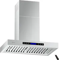 900 CFM Range Hood Stainless Steel 36 inch Kitchen Hood Vent With 4 Speeds Touch Panel Control LCD Display and Remote / 2 P 1