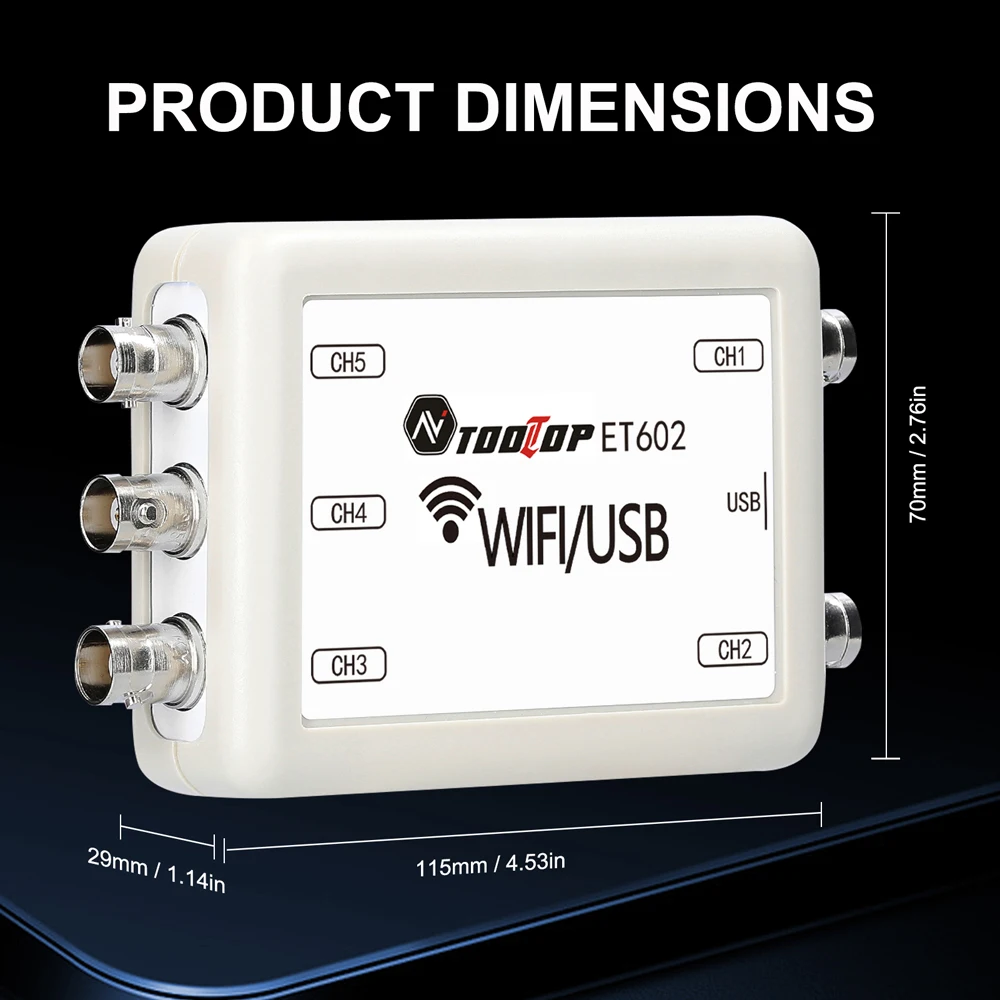 TOOLTOP Virtual Oscilloscope 5-channel Data Storage Acquisition Recorder 4 Measurment Modes Switchable