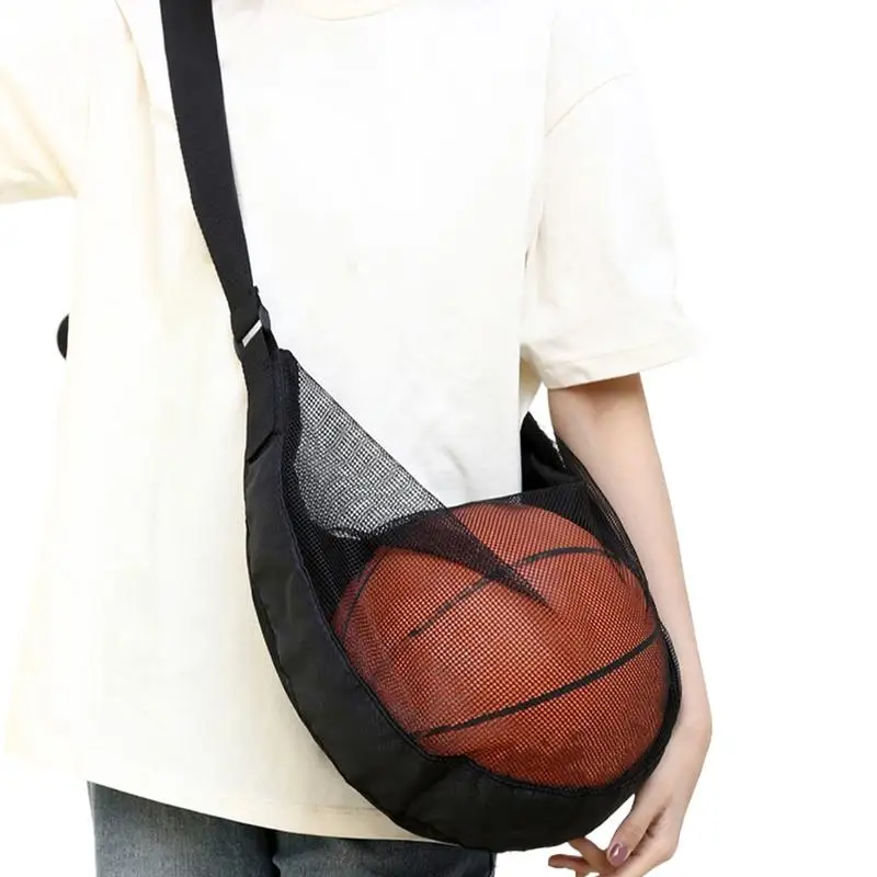 Mesh Basketball Bag Basketball Outdoor Sports Shoulder Bag Large Capacity Mesh Single Ball Carry For Volleyball Football