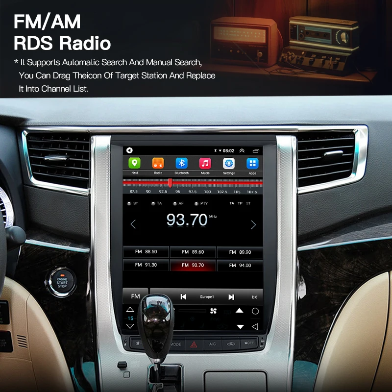 12.1インチ Android14 テスラスタイルスクリーン カーラジオ GPSナビ