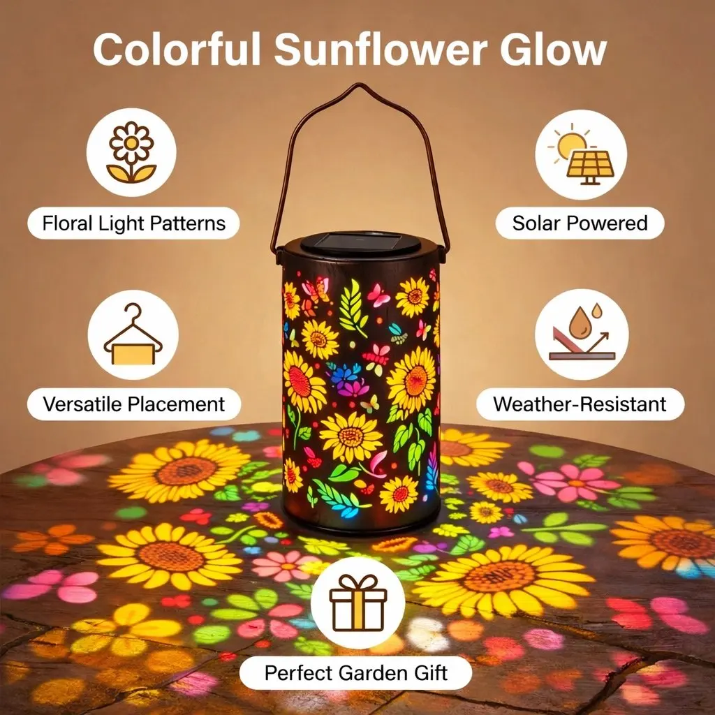 Solar Sunflower Garden Lantern