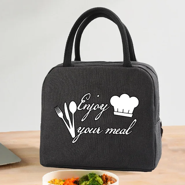 Insulated Lunch Bag  Zipper Cooler Tote Thermal Bag Lunch Box  Canvas Food Picnic Lunch Bags for Work Handbag Food Pattern 4Food008