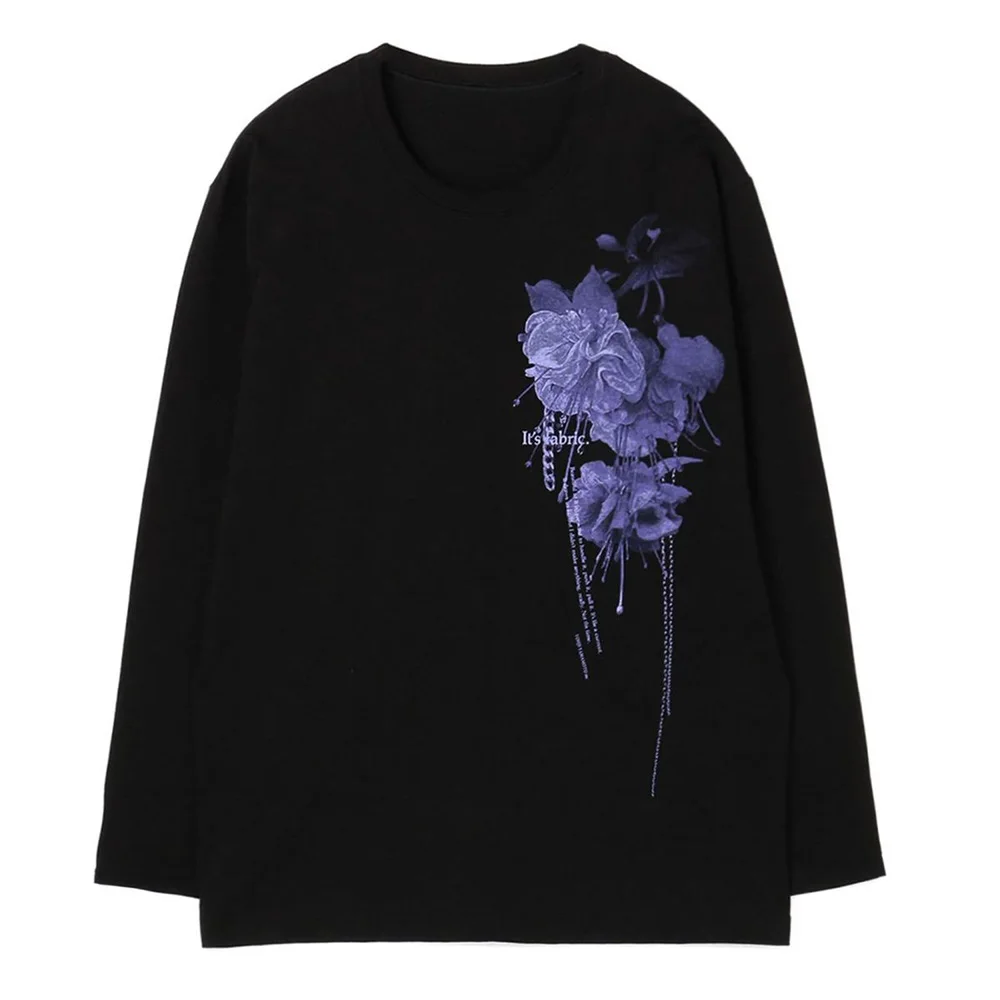 

Mens Cotton Purple Floral Print Casual T-Shirt Daily Streetwear Versatile Comfortable Simple Tops Men'S Clothing 2024 Spring New