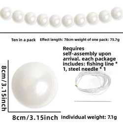 Elegant Wedding Backdrop Décor - Faux Large Pearl Beaded Garland with White Ball Pendants (8cm 20pcs)