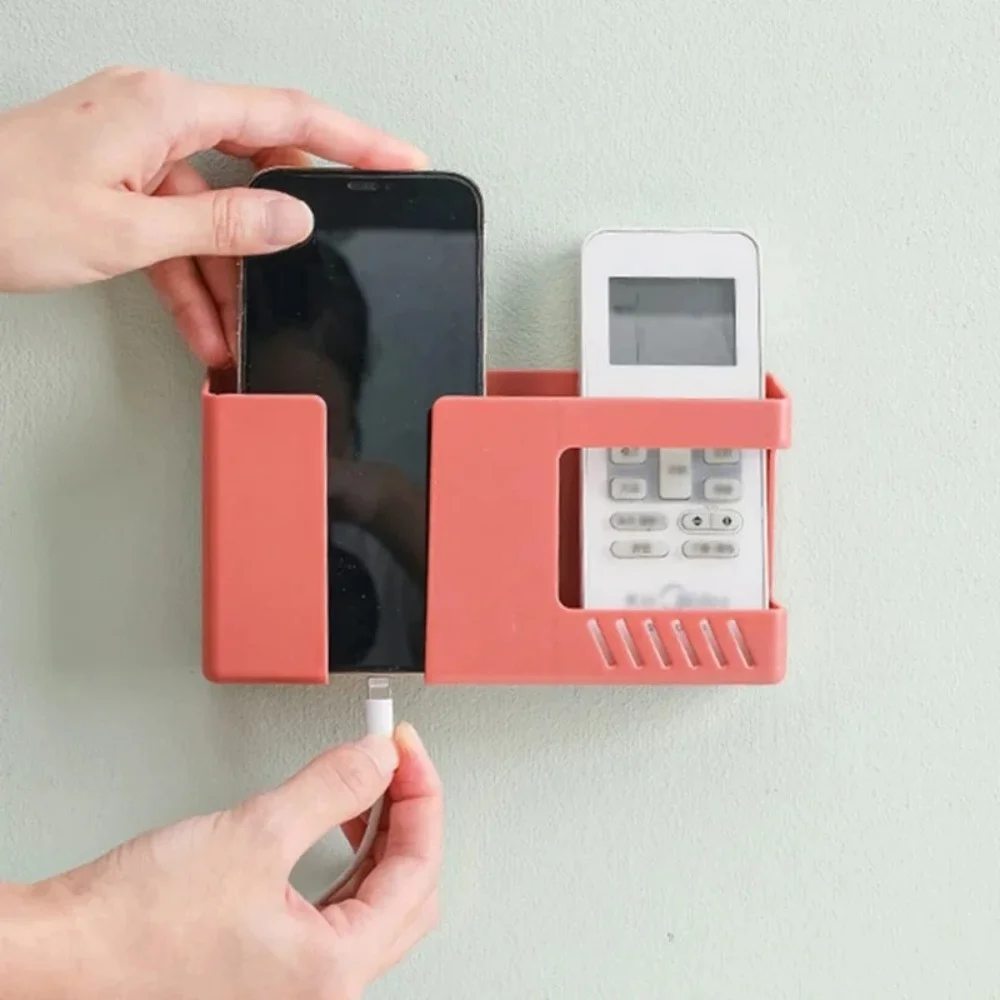 Universal Mobile Phone Charging Holder Wall Mounted Non-Punching Box Rack TV Air Conditioning Remote Controller Storage_voghion.com