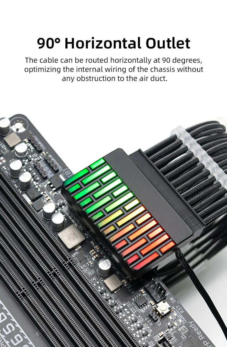 TEUCER ATX 24-pin 90 Degree Power Connector Adapter 5V 3Pin ARGB Female to Male