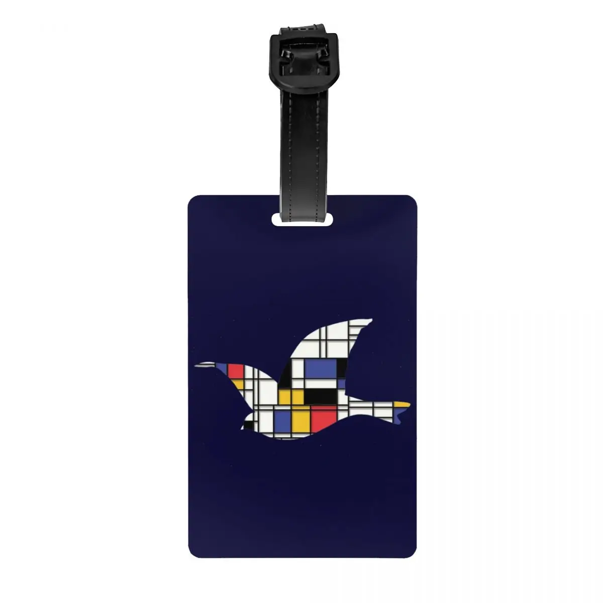 

When Mondrian Meets Rene Magritte Luggage Tag for Suitcases Funny Piet Mondrian Freedom Bird Baggage Tags Privacy Cover ID Label