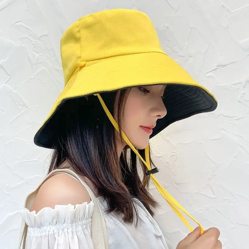 Fisherman Hat Women's Summer Face Cover Sun Screen Large Brim Sunshade Hat Internet Celebrity Double-Sided And Versatile sun hat women hat