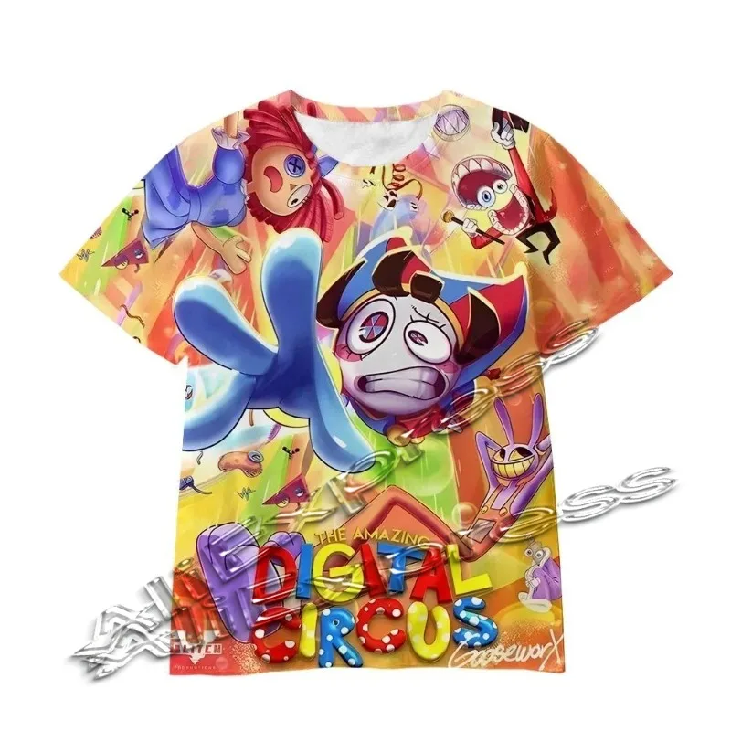 the Amazing Digital Circus Unisex Short Sleeve T-Shirt Summer Cartoon Top for Boys Girls Kids Fashion Circus Theme Shirt