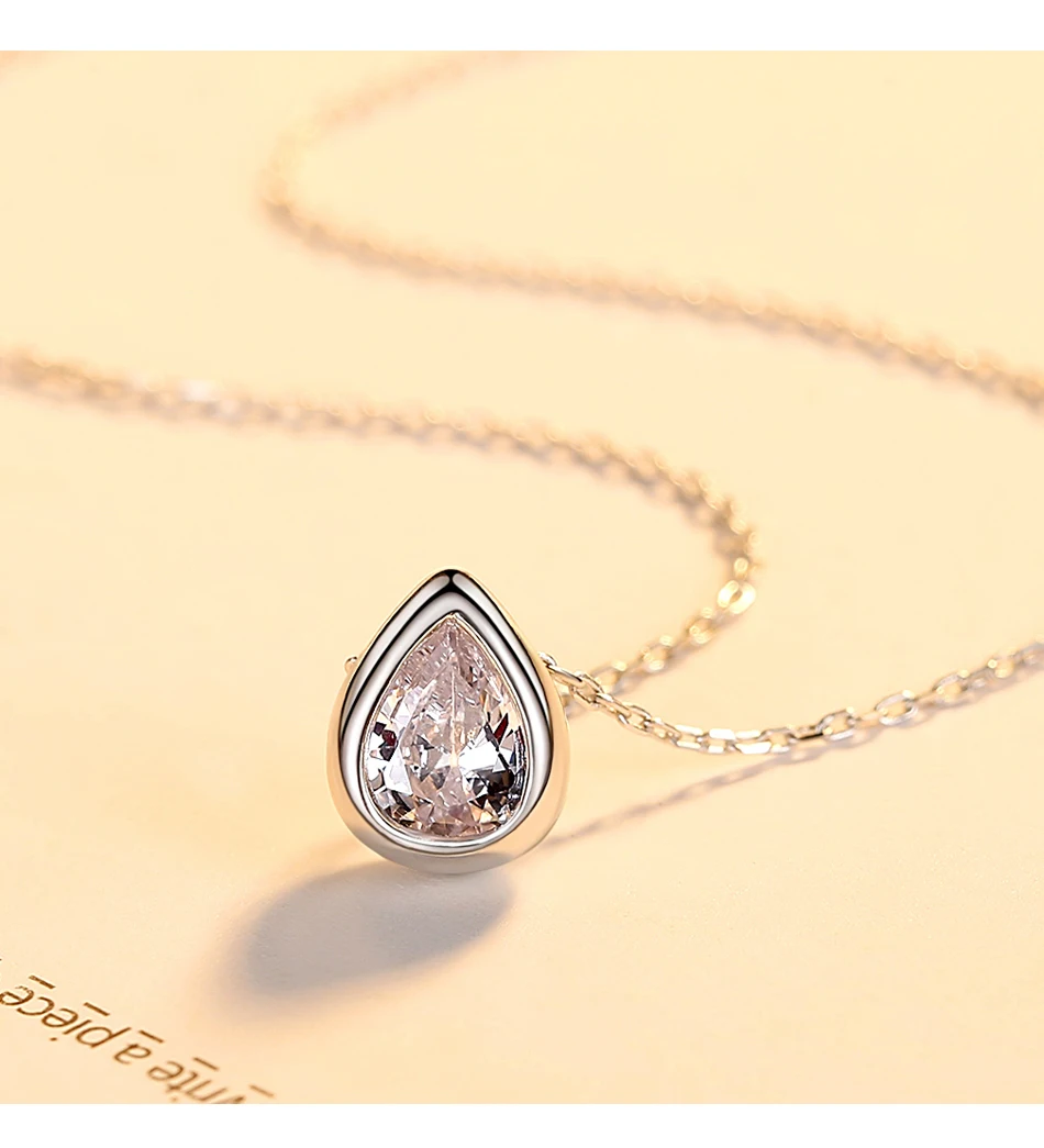 Ciondoli goccia d'acqua in argento sterling Collana a catena con castone con castone elegante da donna con temperamento cubico_voghion.com