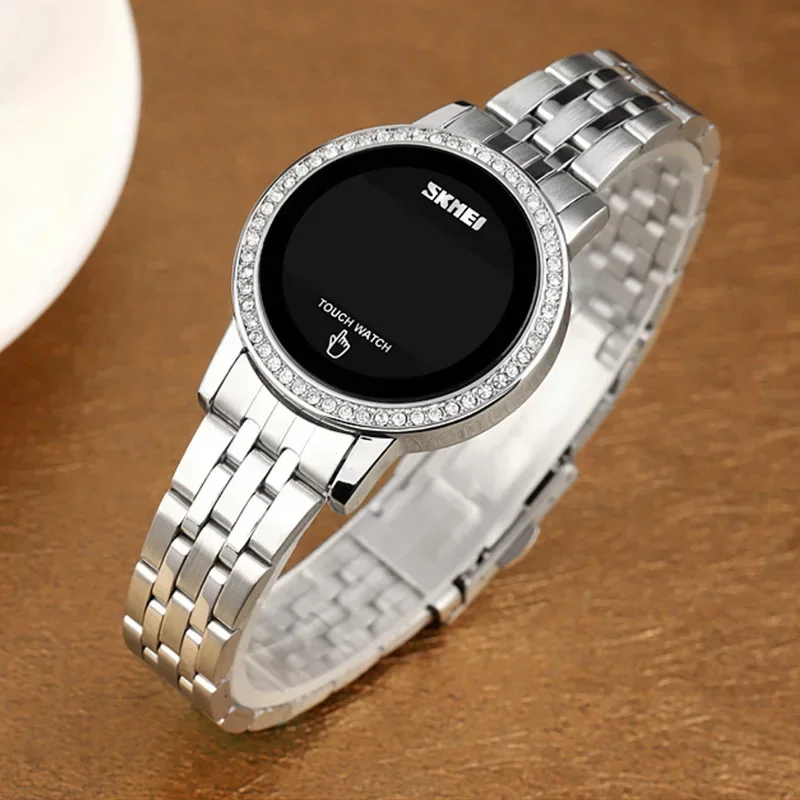 SKMEI 1669 Simple Date Time Watches For Female reloj mujer Digital LED Touch Women Watch Diamond Waterproof Ladies Wristwatches 4