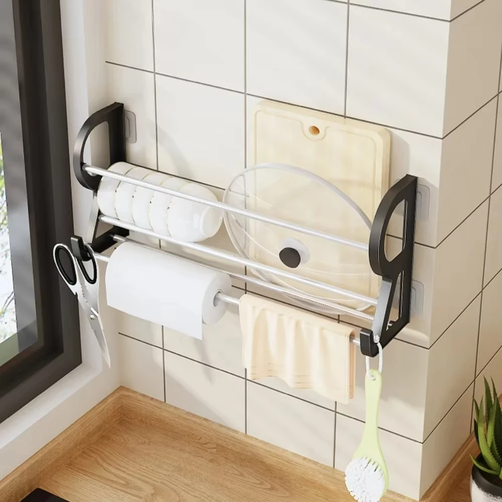 Wall Mounted Shoe Rack Simple Bathroom Slipper Rack Multi-functional Nail Free Kitchen Hole Free Door Back Shoe
